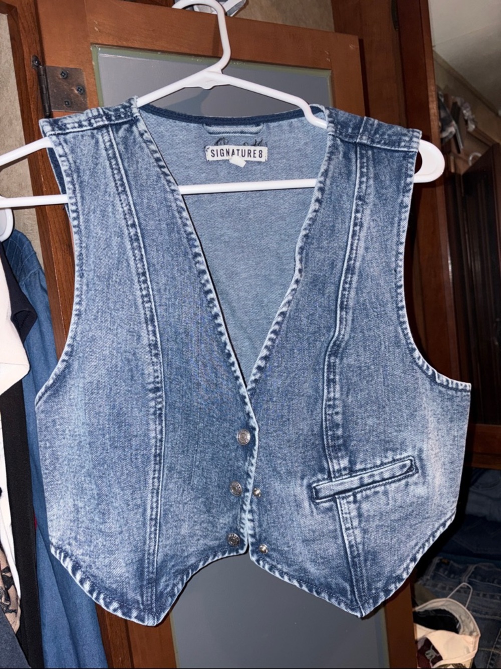 Signature8 Distressed Light Blue Denim Vest